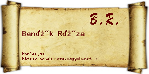 Benák Róza névjegykártya